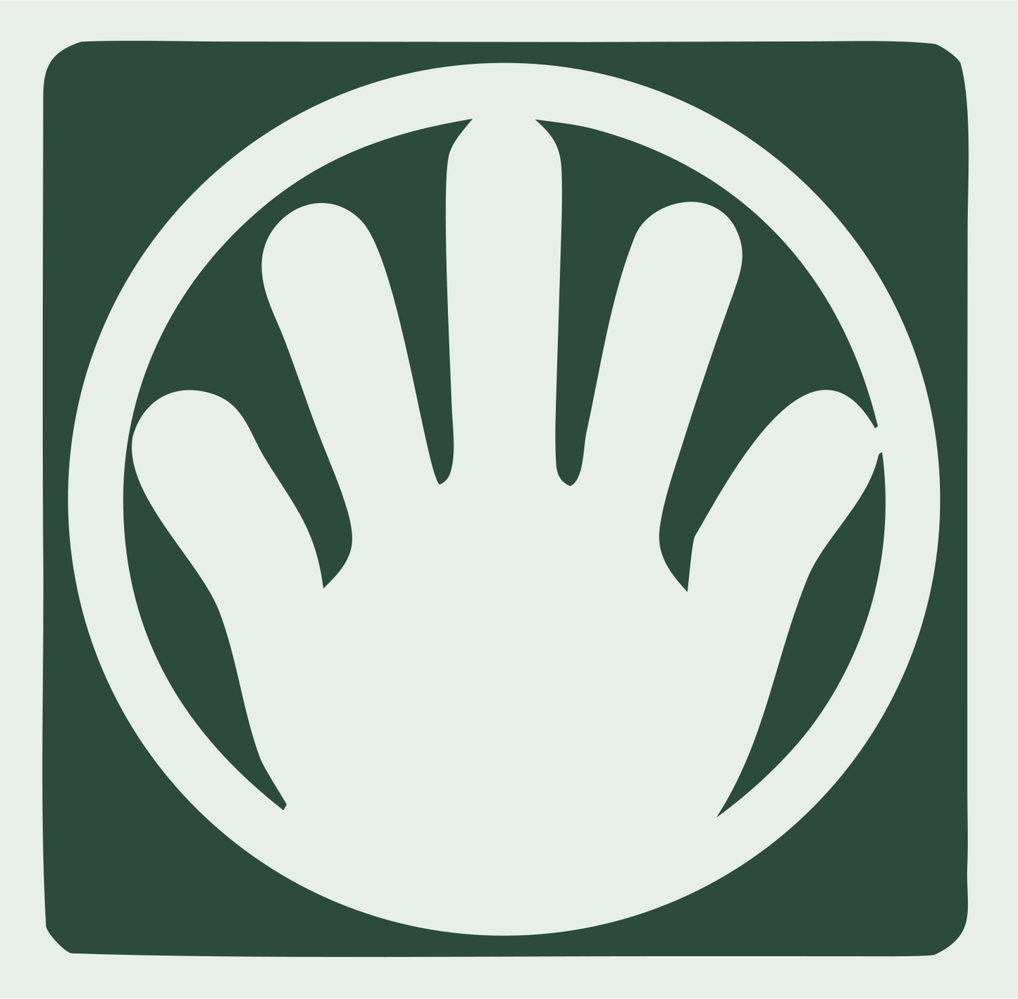 Negative Space Open Hand Badge #e8efe9/#2d4a3e