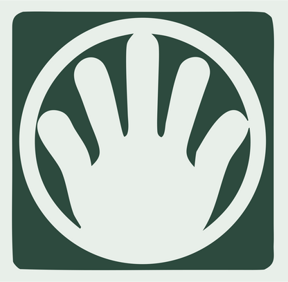Negative Space Open Hand Badge #e8efe9/#2d4a3e