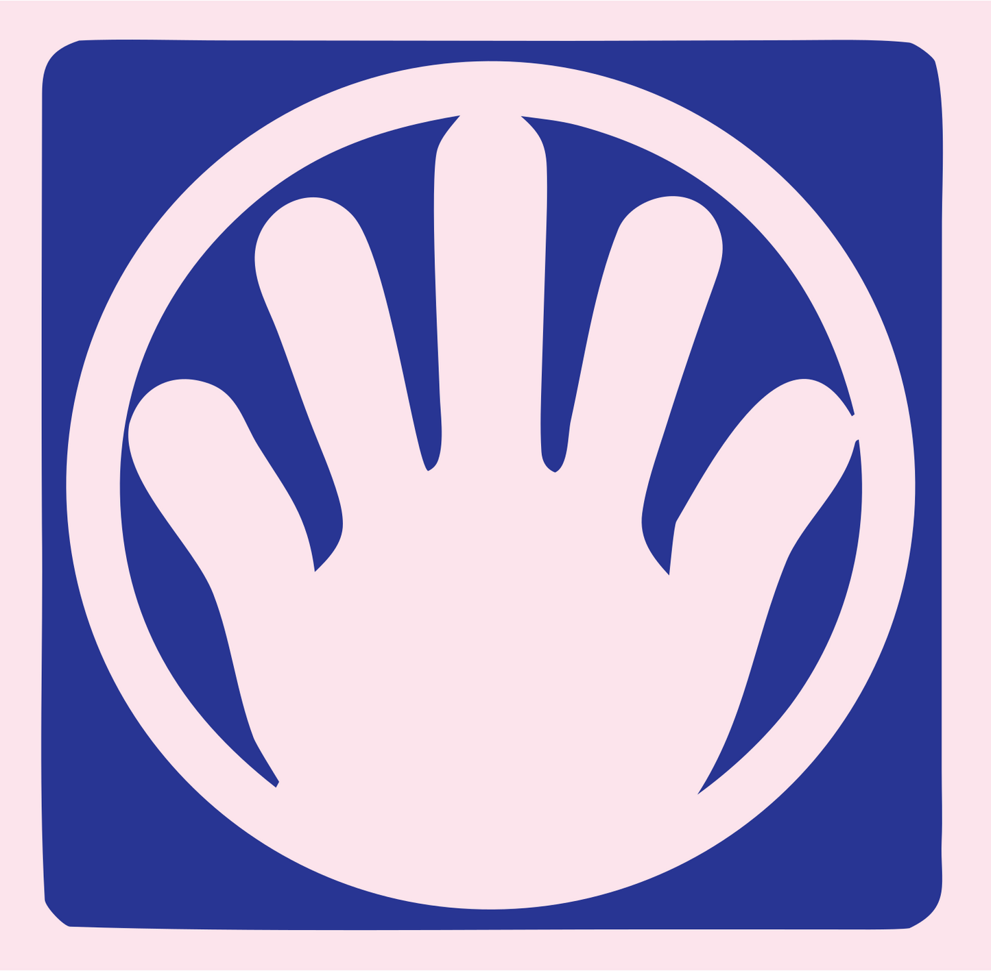 Negative Space Open Hand Badge #fce4ec/#283593