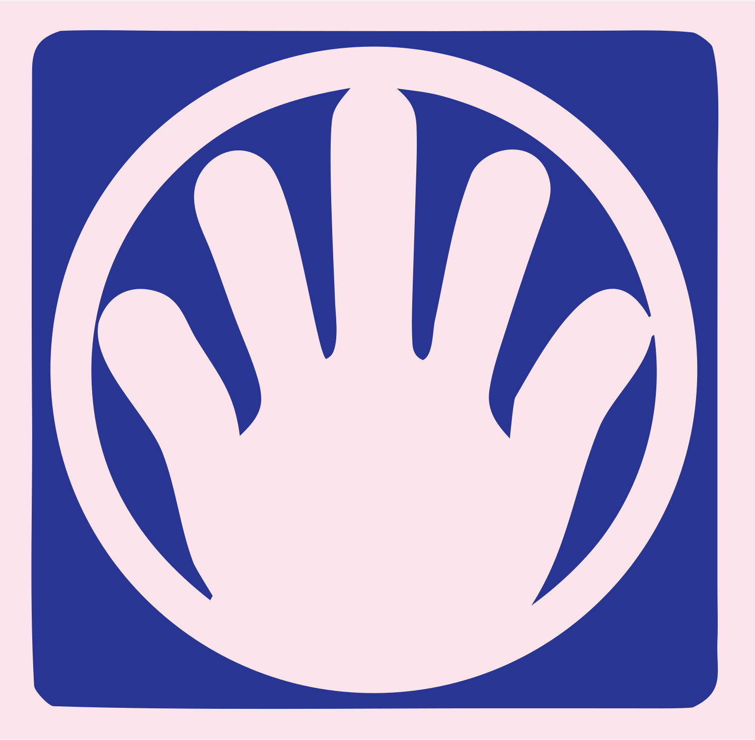 Negative Space Open Hand Badge #fce4ec/#283593