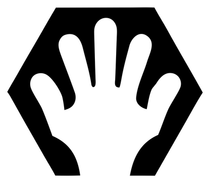 Negative Space Hand Hexagon Badge #ffffff/#000000