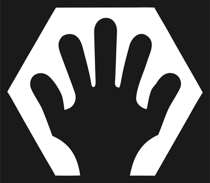 Negative Space Hand Hexagon Badge #1a1a1a/#ffffff