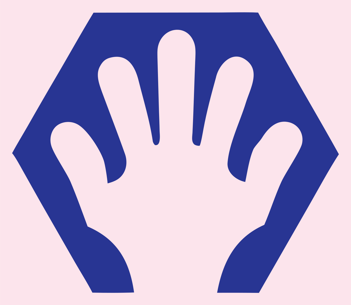 Negative Space Hand Hexagon Badge #fce4ec/#283593