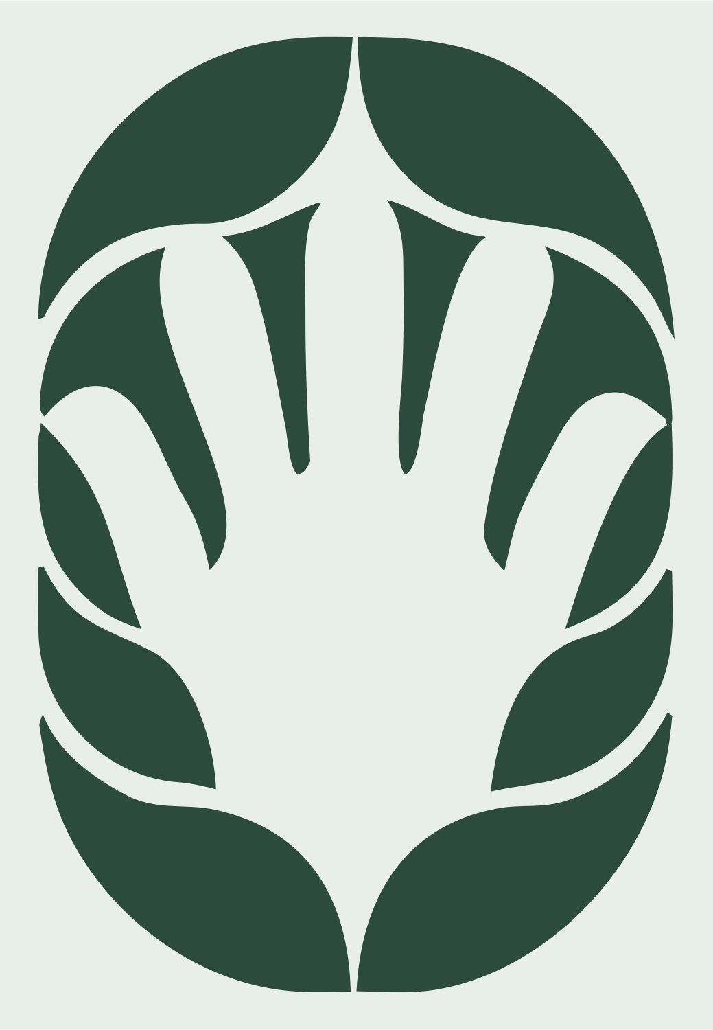 Negative Space Open Hand Badge #e8efe9/#2d4a3e
