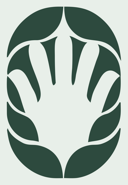 Negative Space Open Hand Badge #e8efe9/#2d4a3e