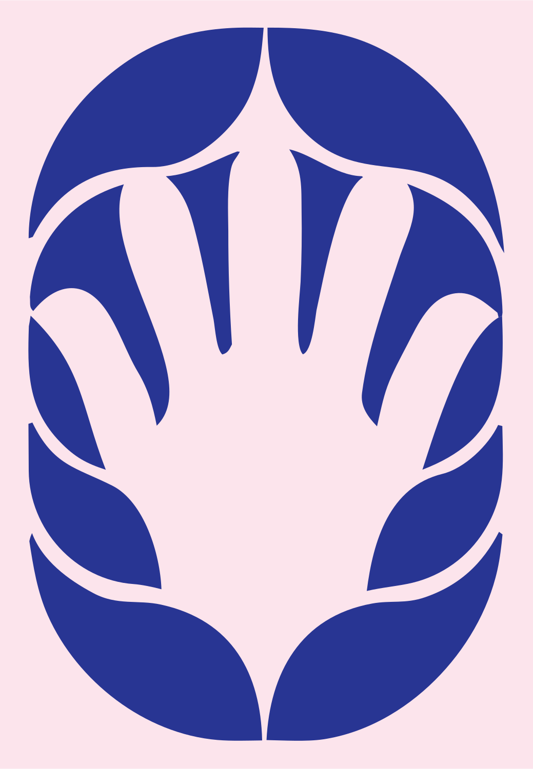 Negative Space Open Hand Badge #fce4ec/#283593
