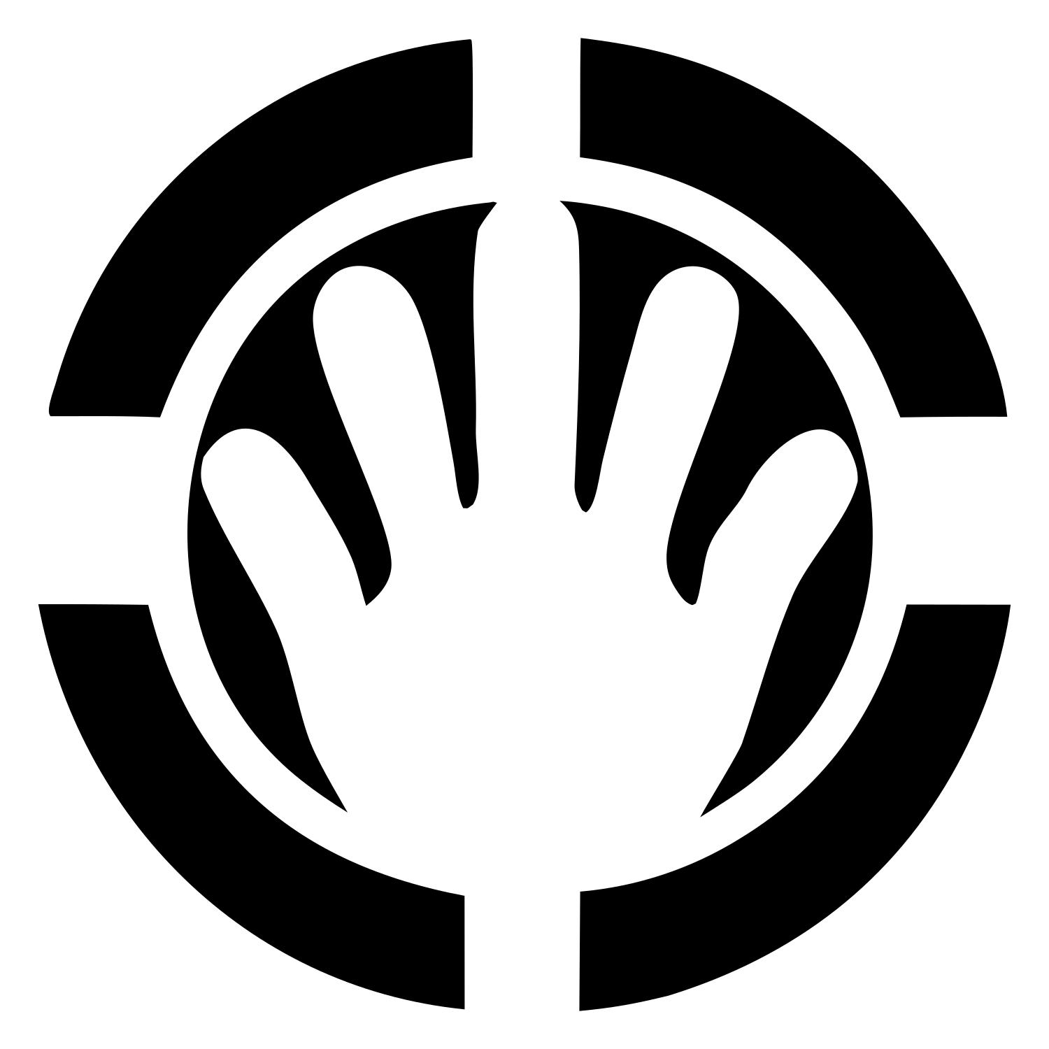 Negative Space Open Hand Badge #ffffff/#000000