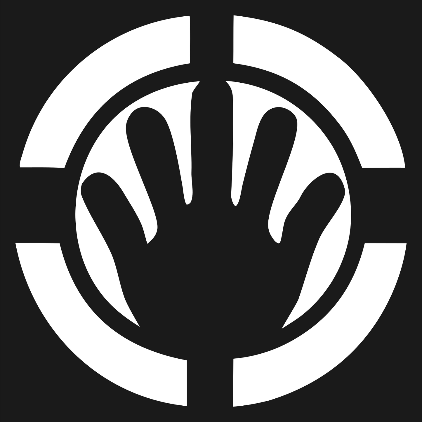 Negative Space Open Hand Badge #1a1a1a/#ffffff