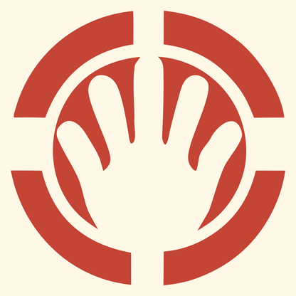 Negative Space Open Hand Badge #fff8e7/#c44536