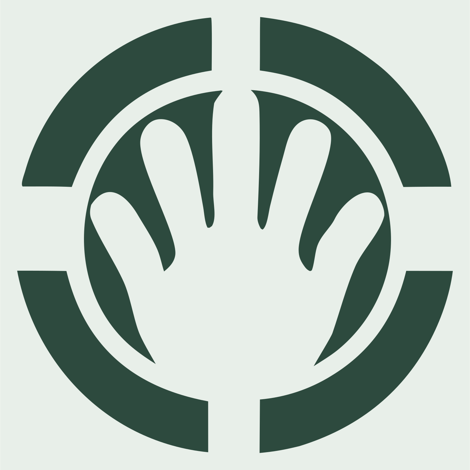 Negative Space Open Hand Badge #e8efe9/#2d4a3e