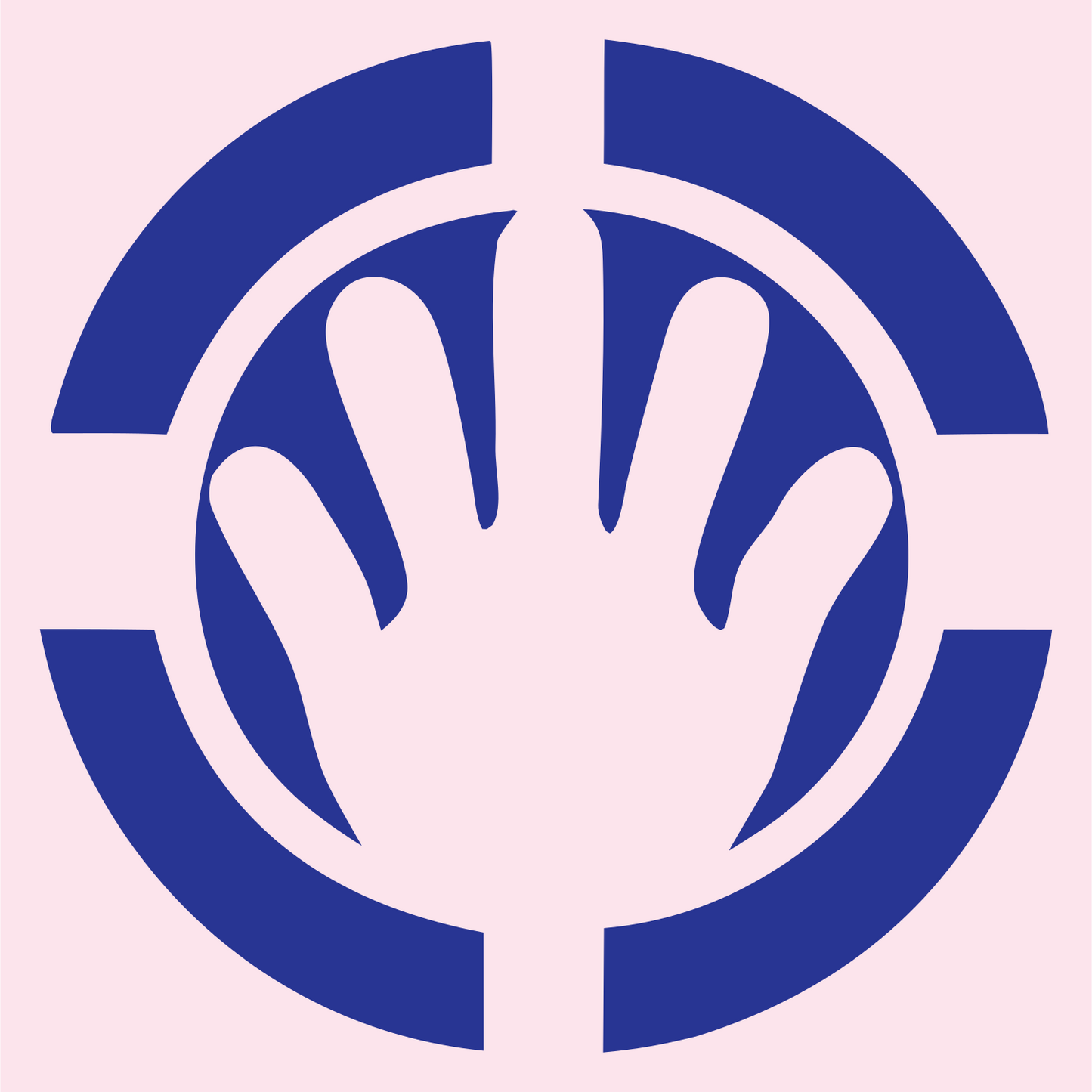 Negative Space Open Hand Badge #fce4ec/#283593
