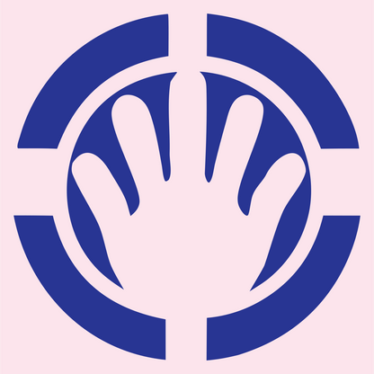 Negative Space Open Hand Badge #fce4ec/#283593