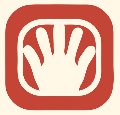 Negative Space Open Hand Badge #fff8e7/#c44536