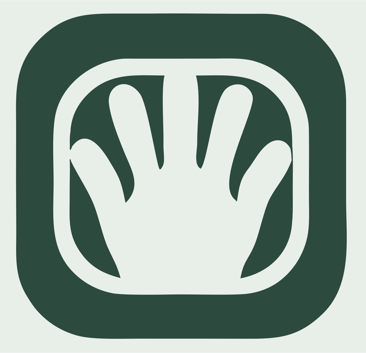 Negative Space Open Hand Badge #e8efe9/#2d4a3e