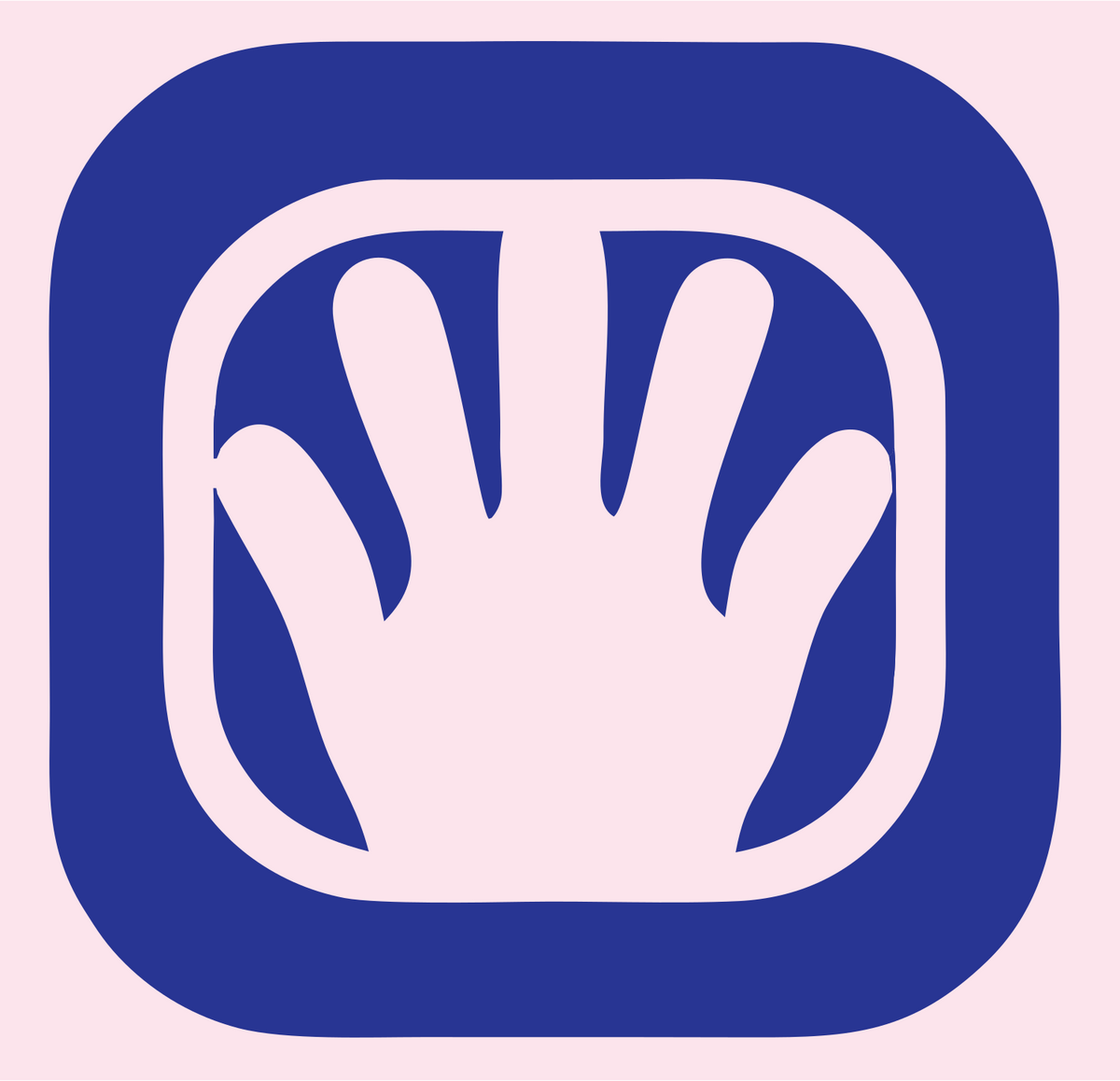 Negative Space Open Hand Badge #fce4ec/#283593