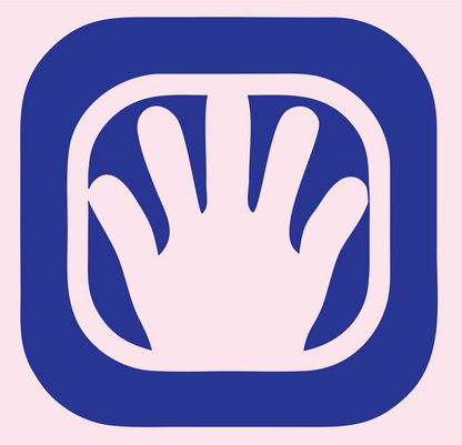 Negative Space Open Hand Badge #fce4ec/#283593
