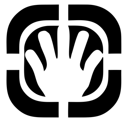 Negative Space Hand Scanner Badge #ffffff/#000000