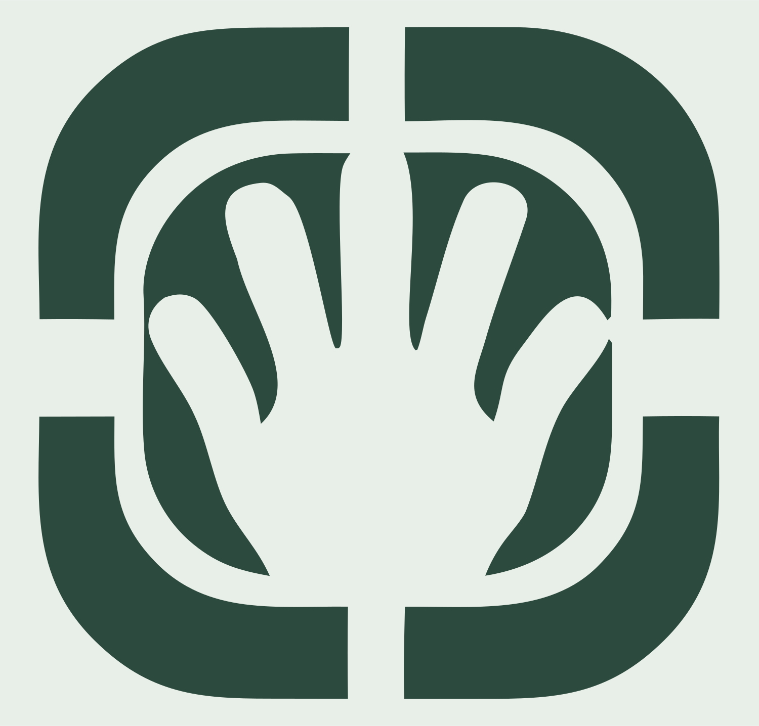 Negative Space Hand Scanner Badge #e8efe9/#2d4a3e