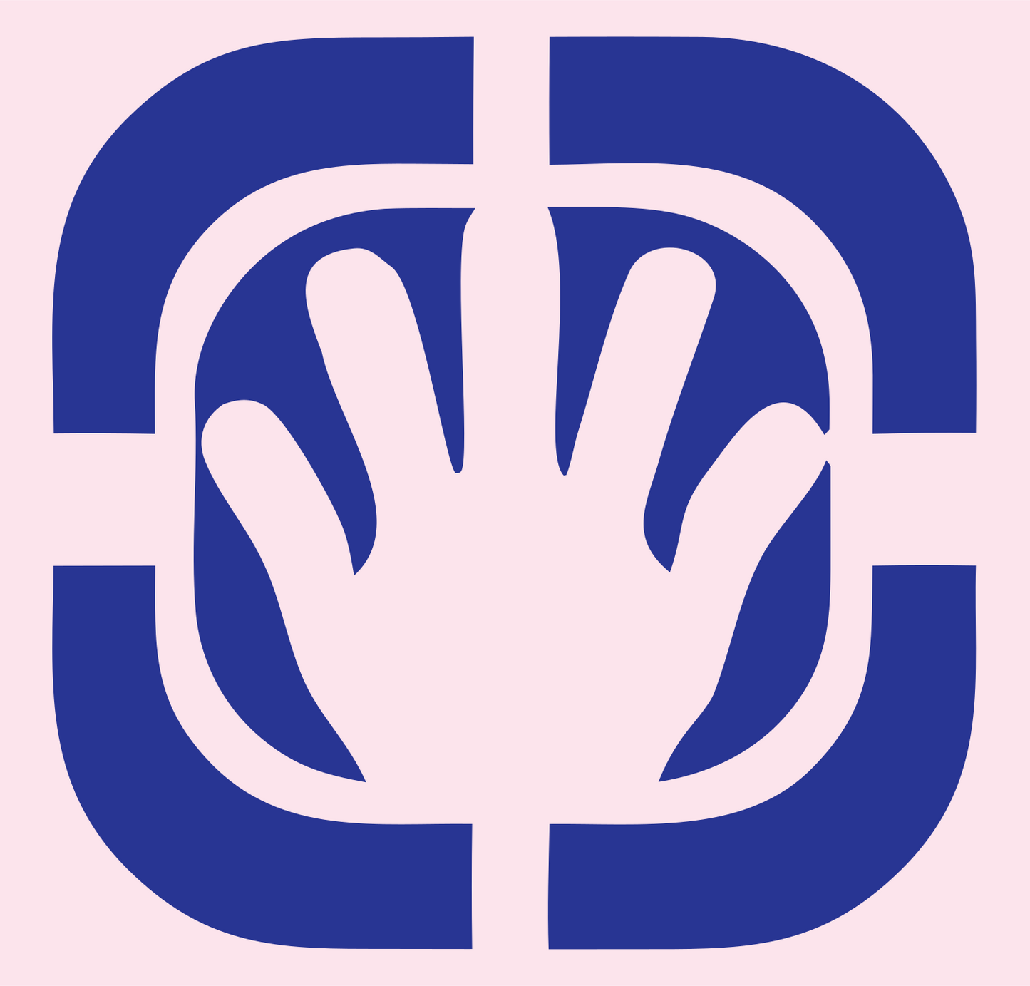 Negative Space Hand Scanner Badge #fce4ec/#283593