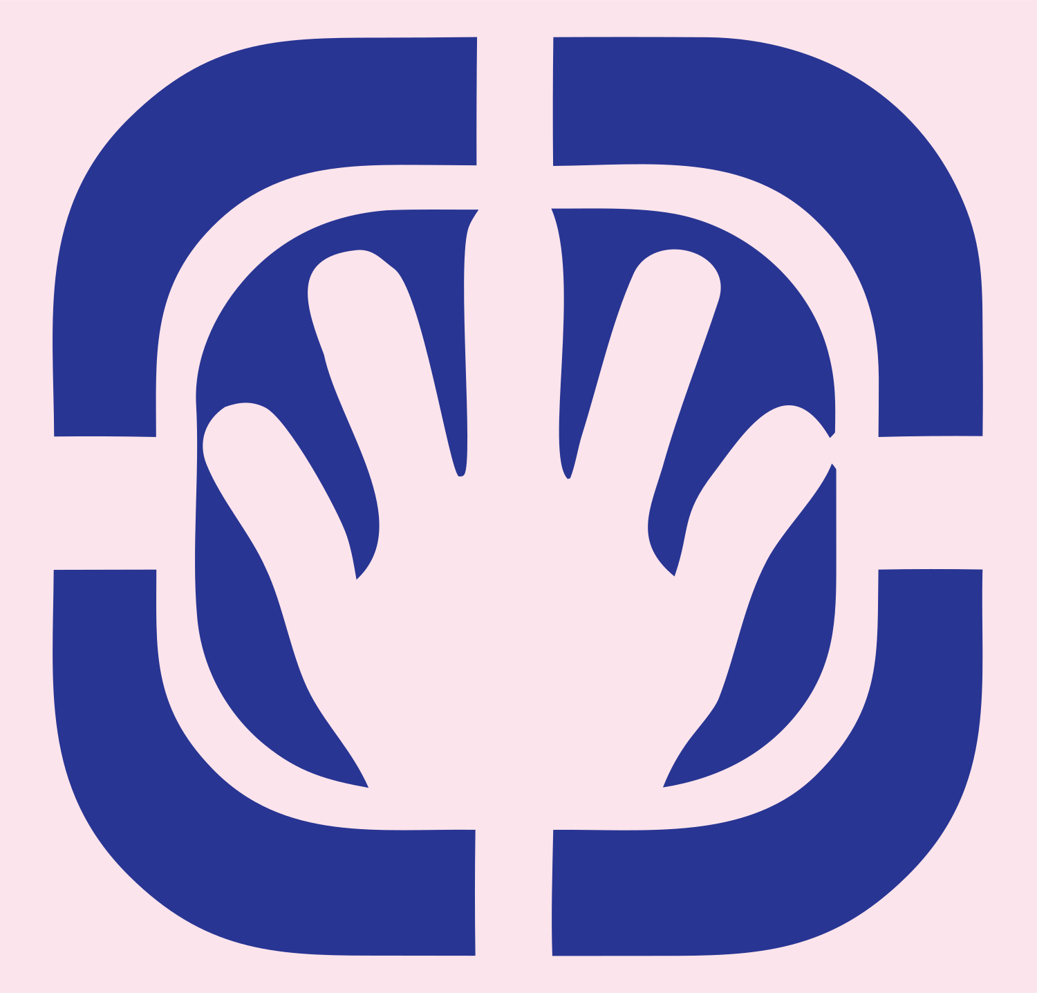 Negative Space Hand Scanner Badge #fce4ec/#283593