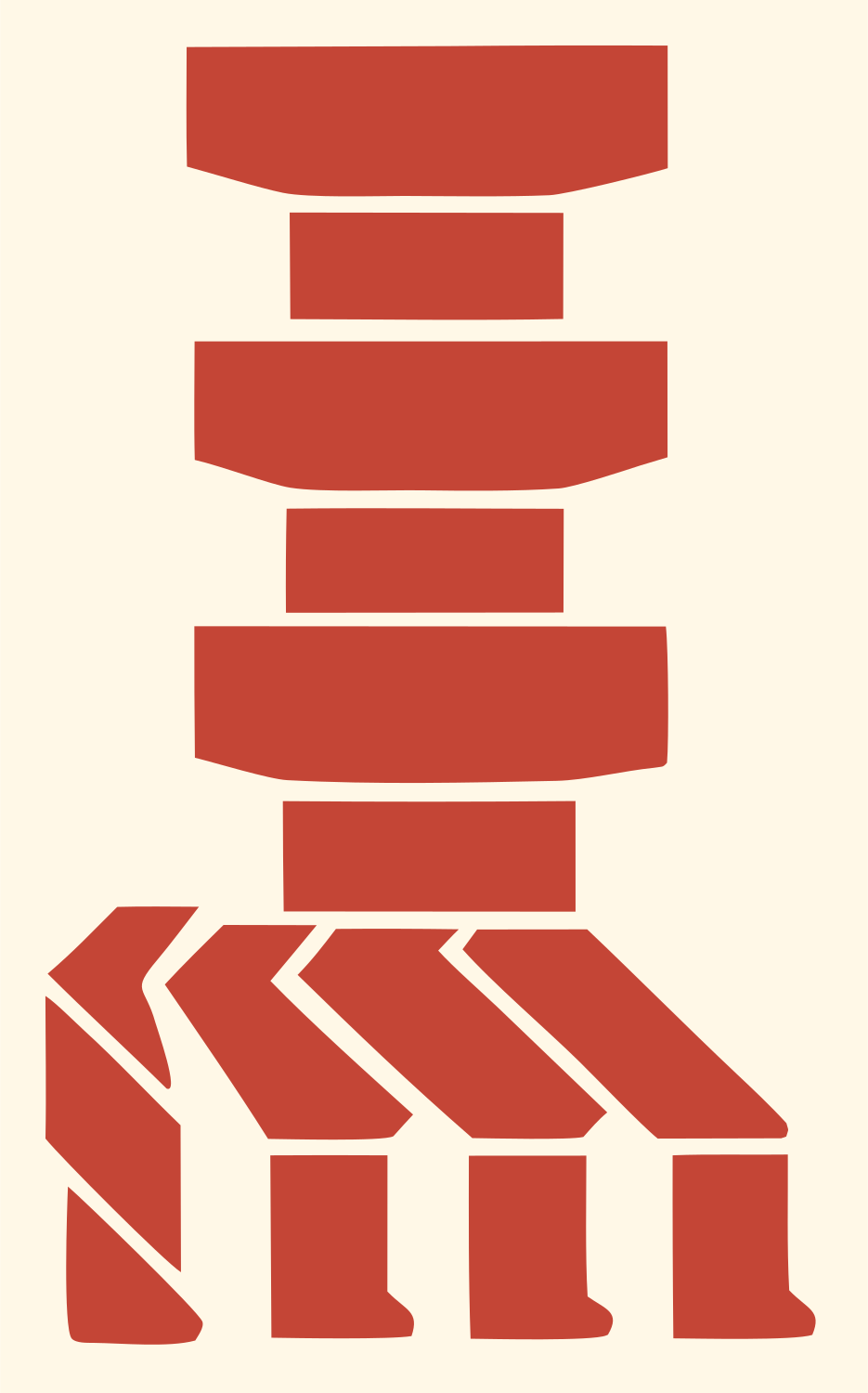 Heavy Robot Wrist Stack Badge #fff8e7/#c44536