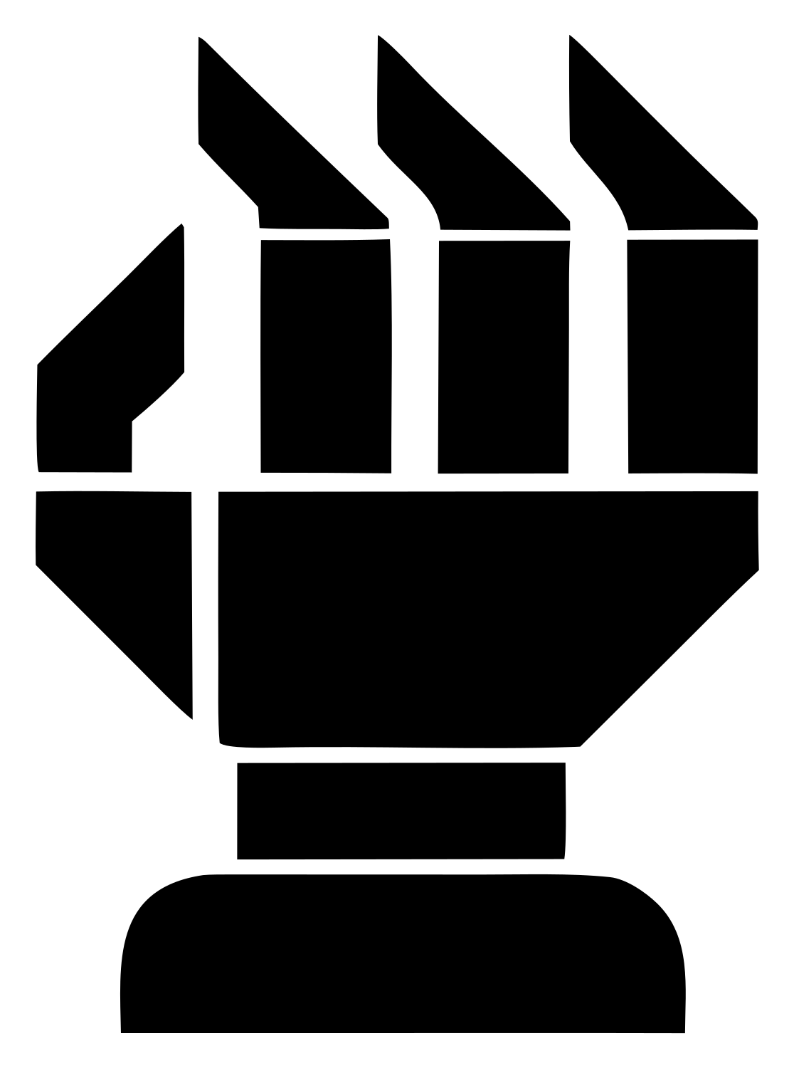 Blocky Robot Fist Mark #ffffff/#000000