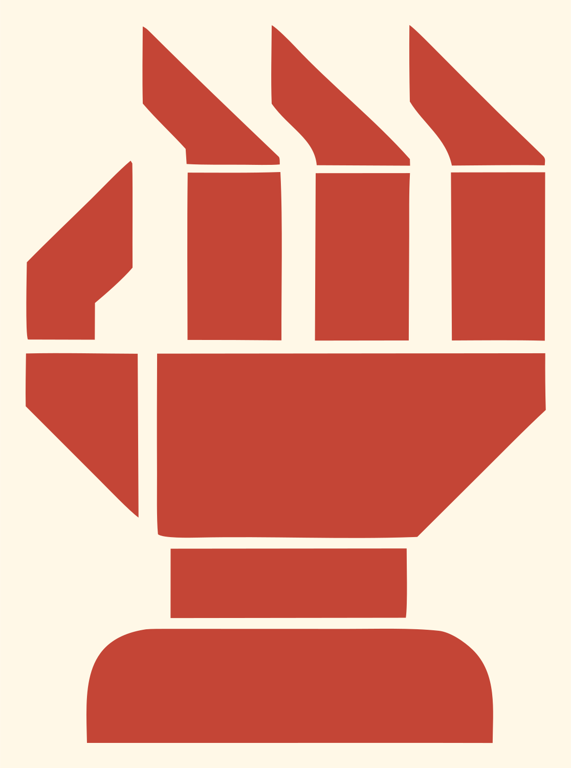 Blocky Robot Fist Mark #fff8e7/#c44536
