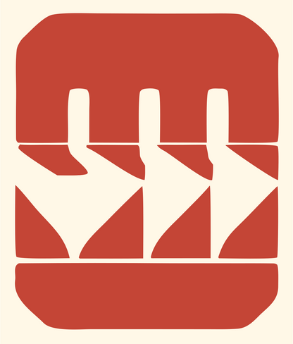Chunky Descending Fingers Badge #fff8e7/#c44536