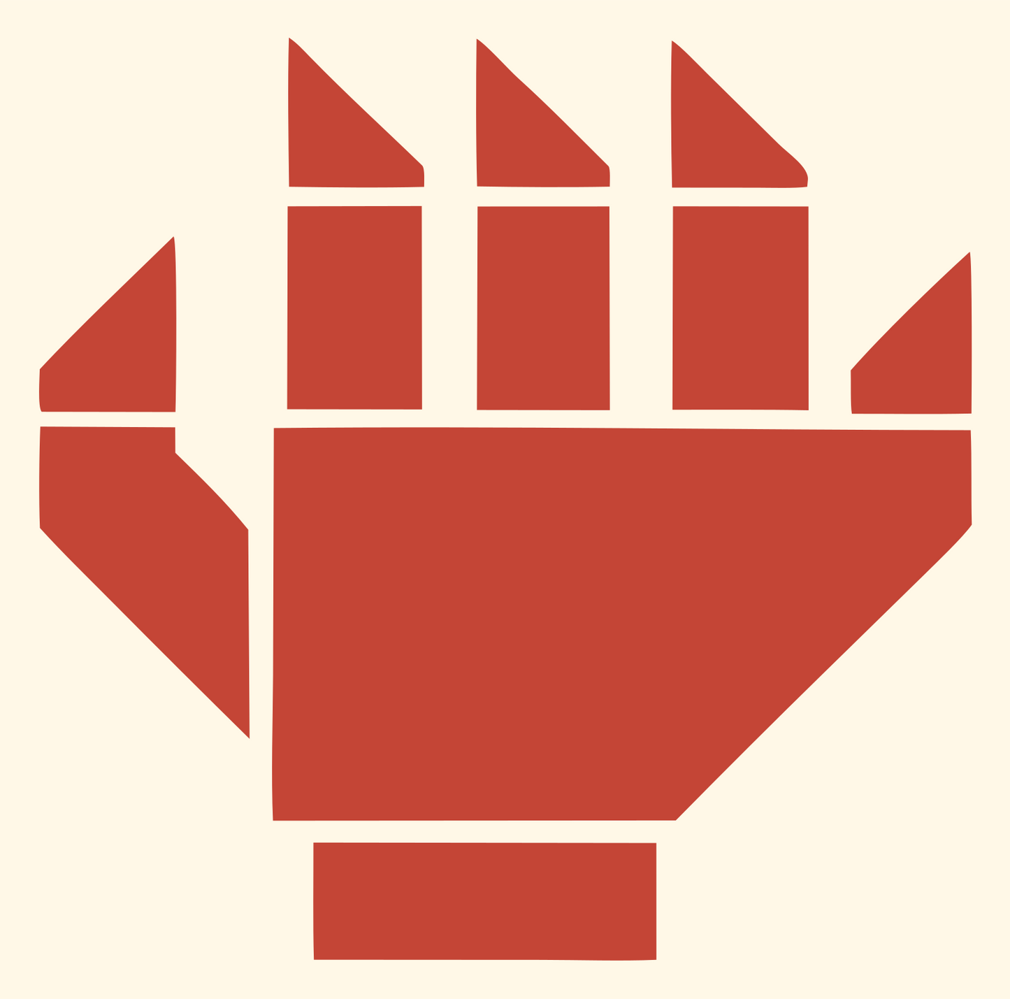 Blocky Robot Fist Icon #fff8e7/#c44536