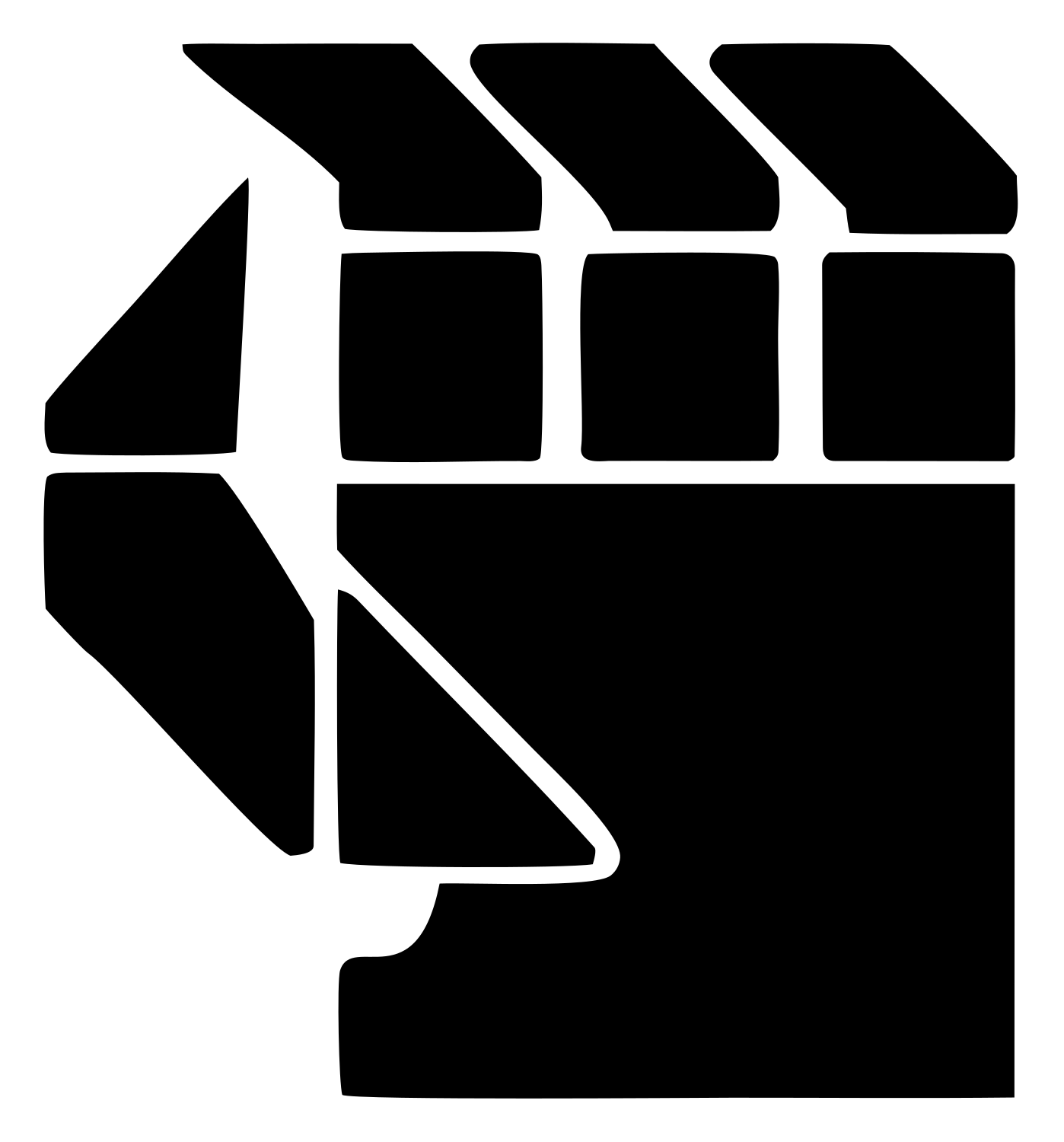 Blocky Robot Hand Badge #ffffff/#000000
