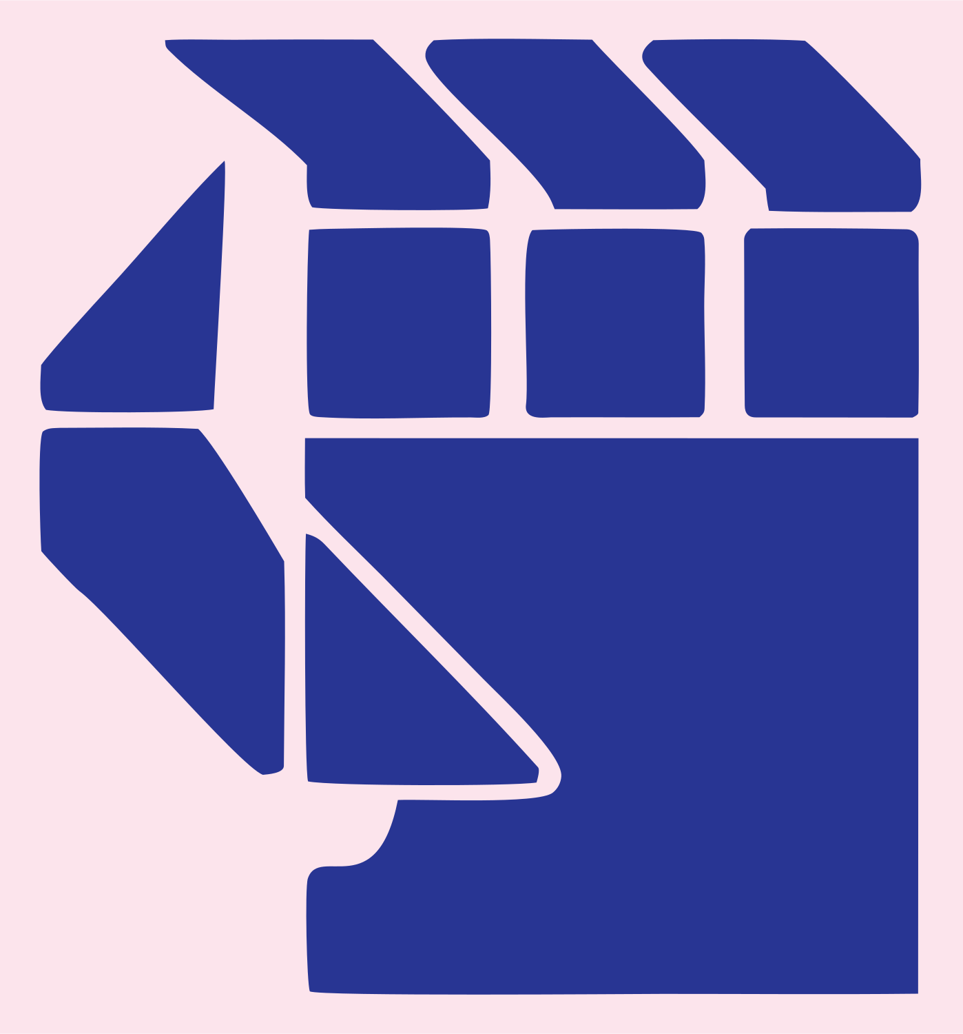 Blocky Robot Hand Badge #fce4ec/#283593
