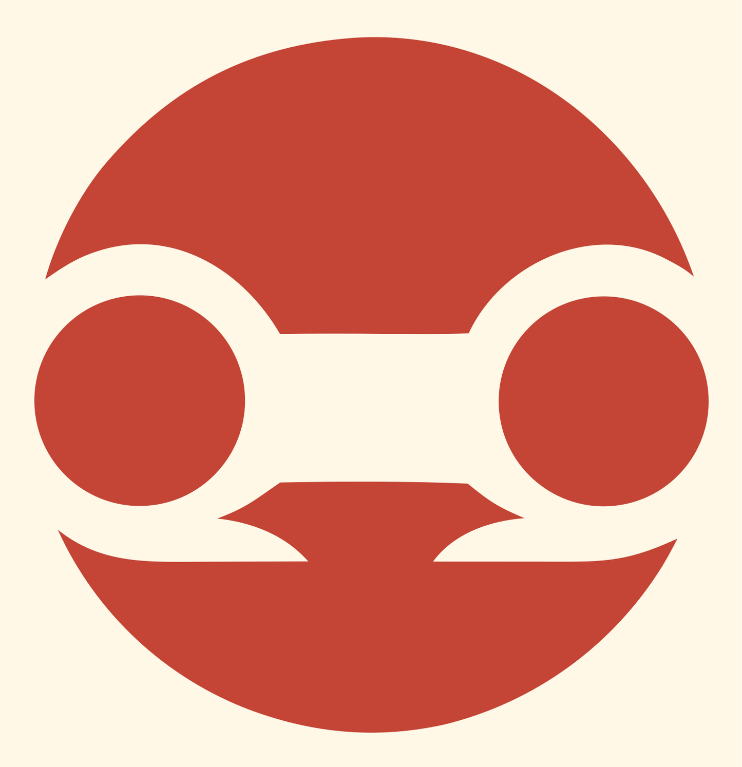 Negative Space Robot Face Badge #fff8e7/#c44536
