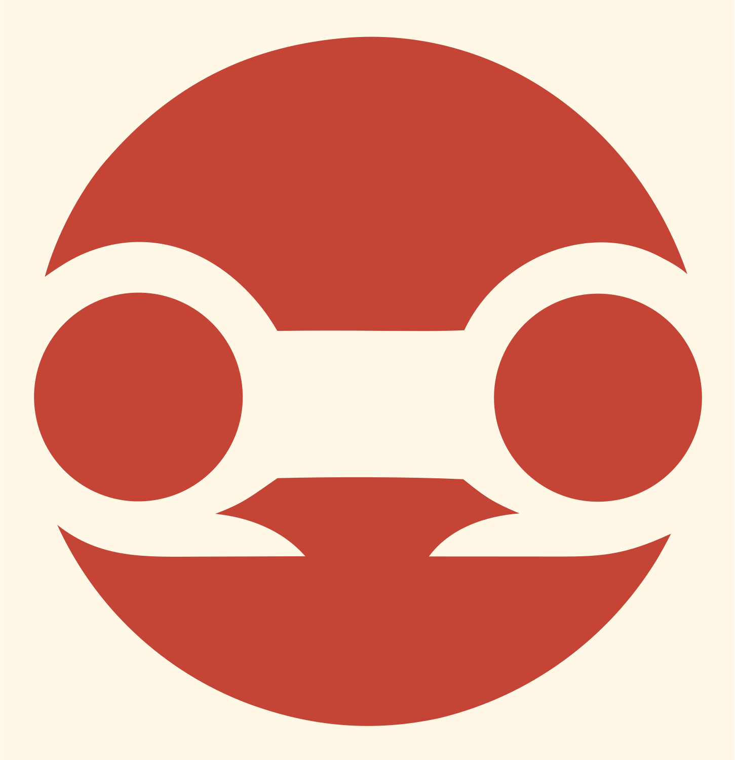 Negative Space Robot Face Badge #fff8e7/#c44536