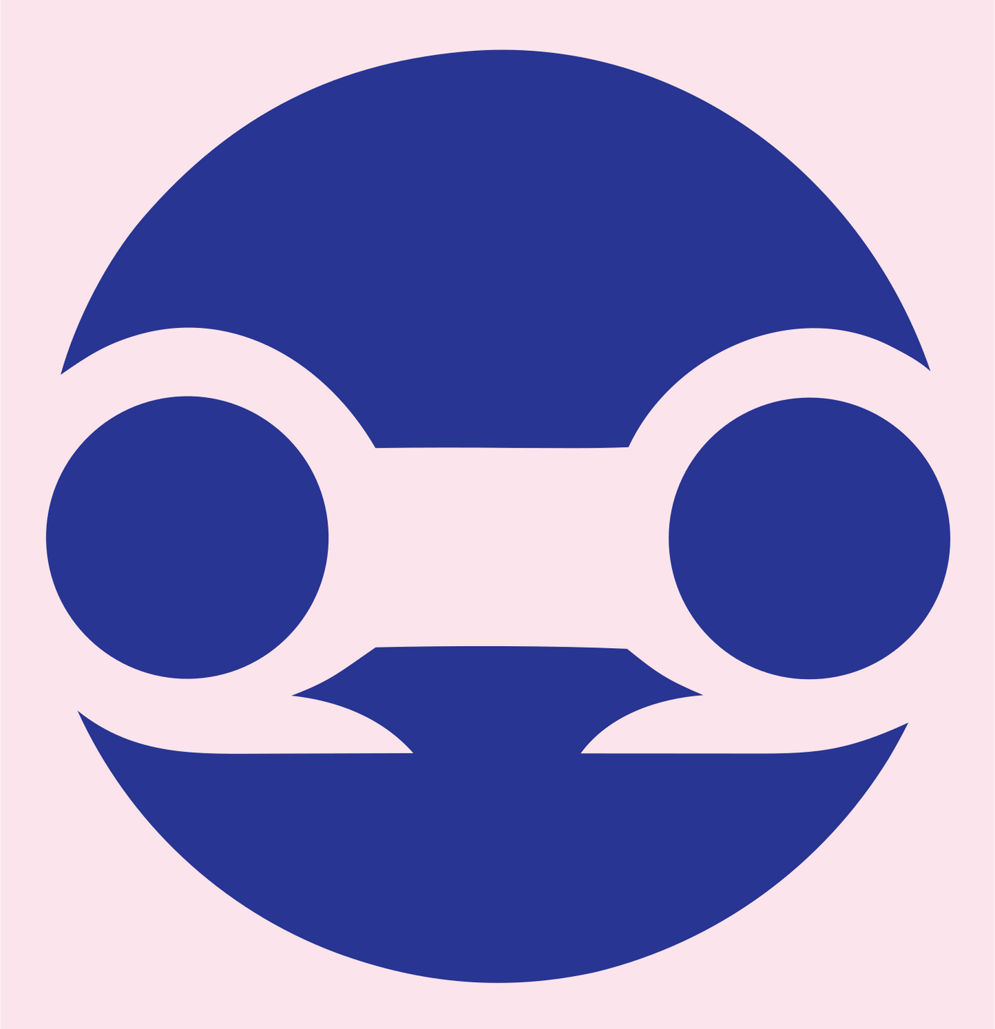 Negative Space Robot Face Badge #fce4ec/#283593