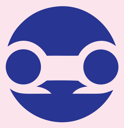 Negative Space Robot Face Badge #fce4ec/#283593