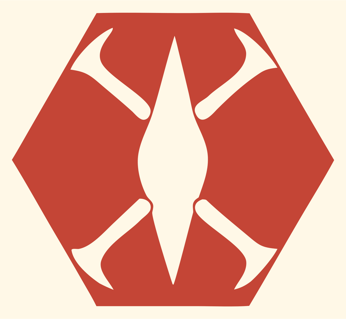 Negative Space Drone Hexagon Mark #fff8e7/#c44536