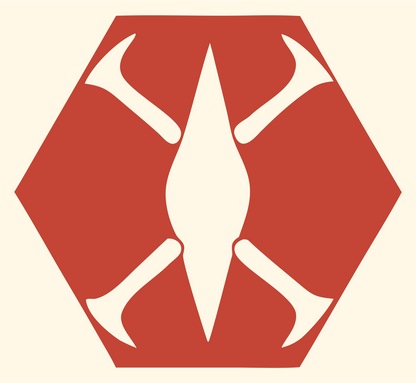 Negative Space Drone Hexagon Mark #fff8e7/#c44536