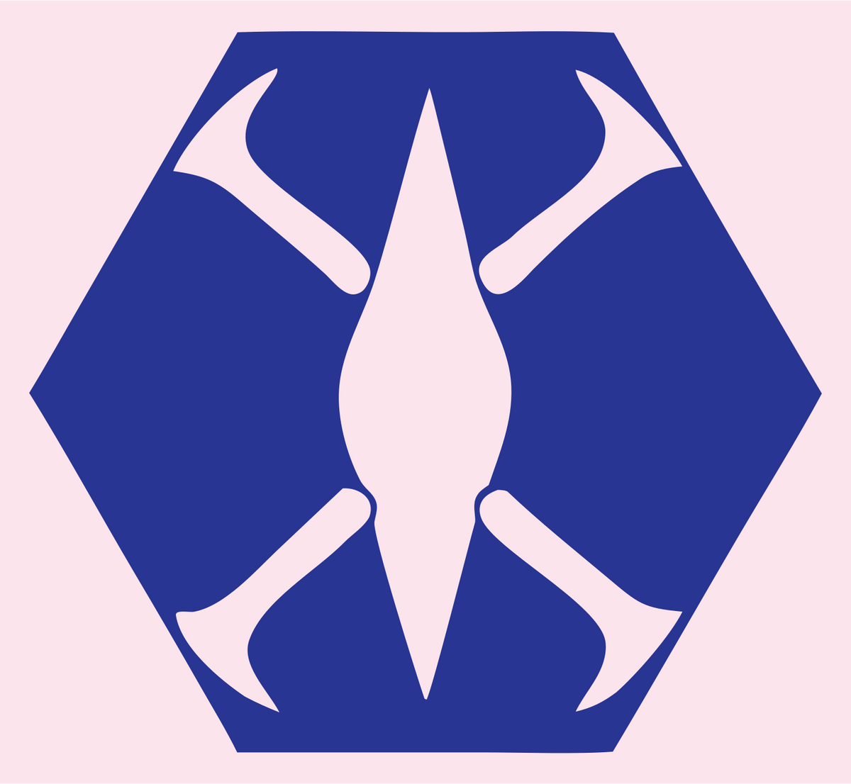 Negative Space Drone Hexagon Mark #fce4ec/#283593