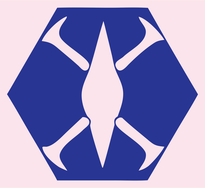 Negative Space Drone Hexagon Mark #fce4ec/#283593