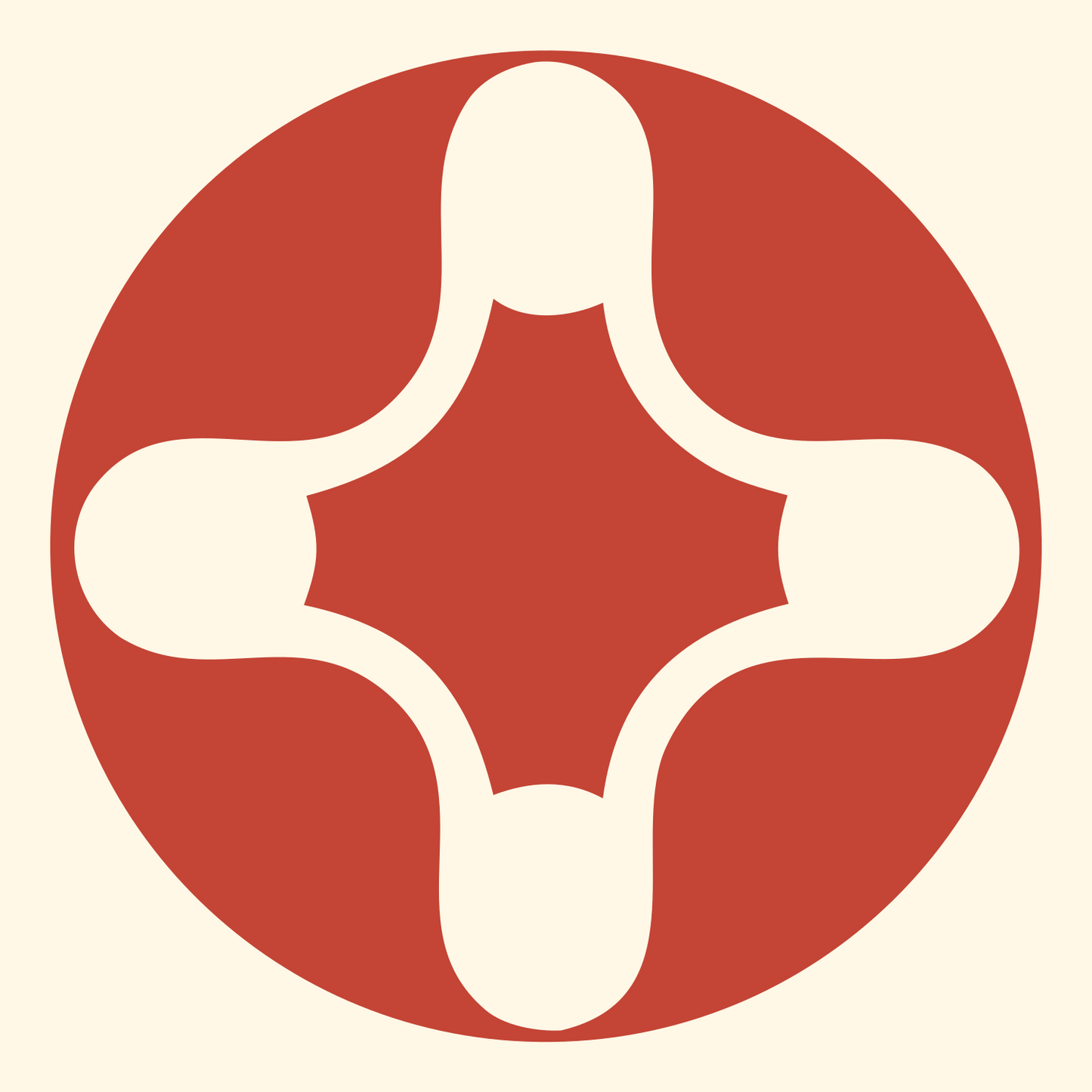 Negative Space Drone Circle Badge #fff8e7/#c44536