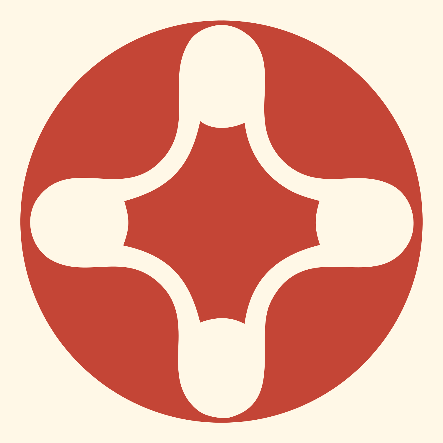Negative Space Drone Circle Badge #fff8e7/#c44536