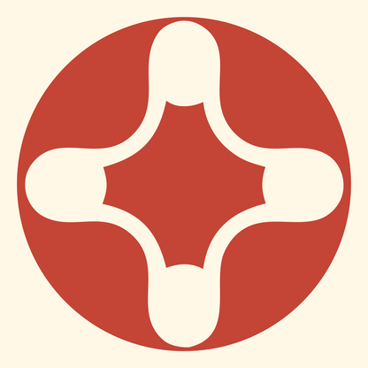 Negative Space Drone Circle Badge #fff8e7/#c44536