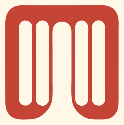 Negative Space Grid Drone Badge #fff8e7/#c44536
