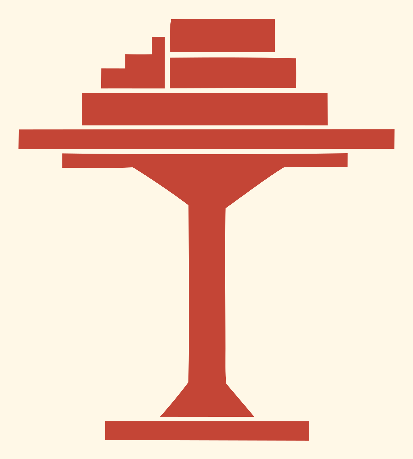 Blocky Tower Drone Mark #fff8e7/#c44536