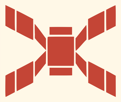 Chunky Satellite Drone Badge #fff8e7/#c44536