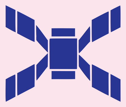 Chunky Satellite Drone Badge #fce4ec/#283593