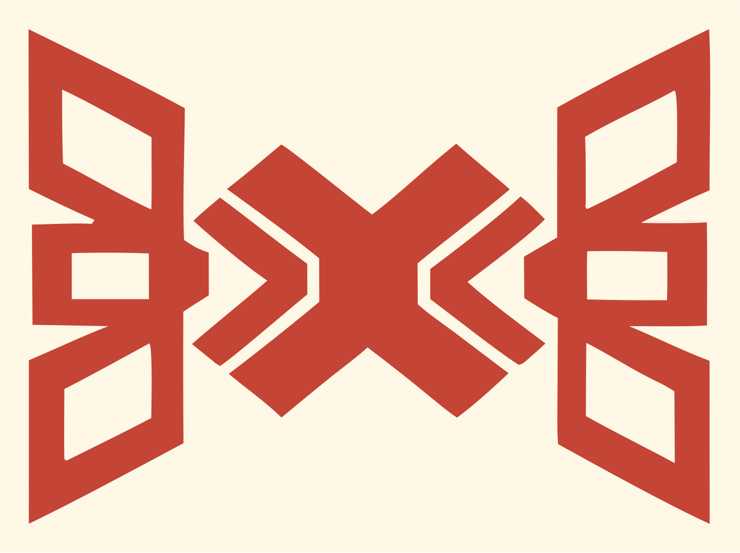 Geometric X Wing Drone Mark #fff8e7/#c44536
