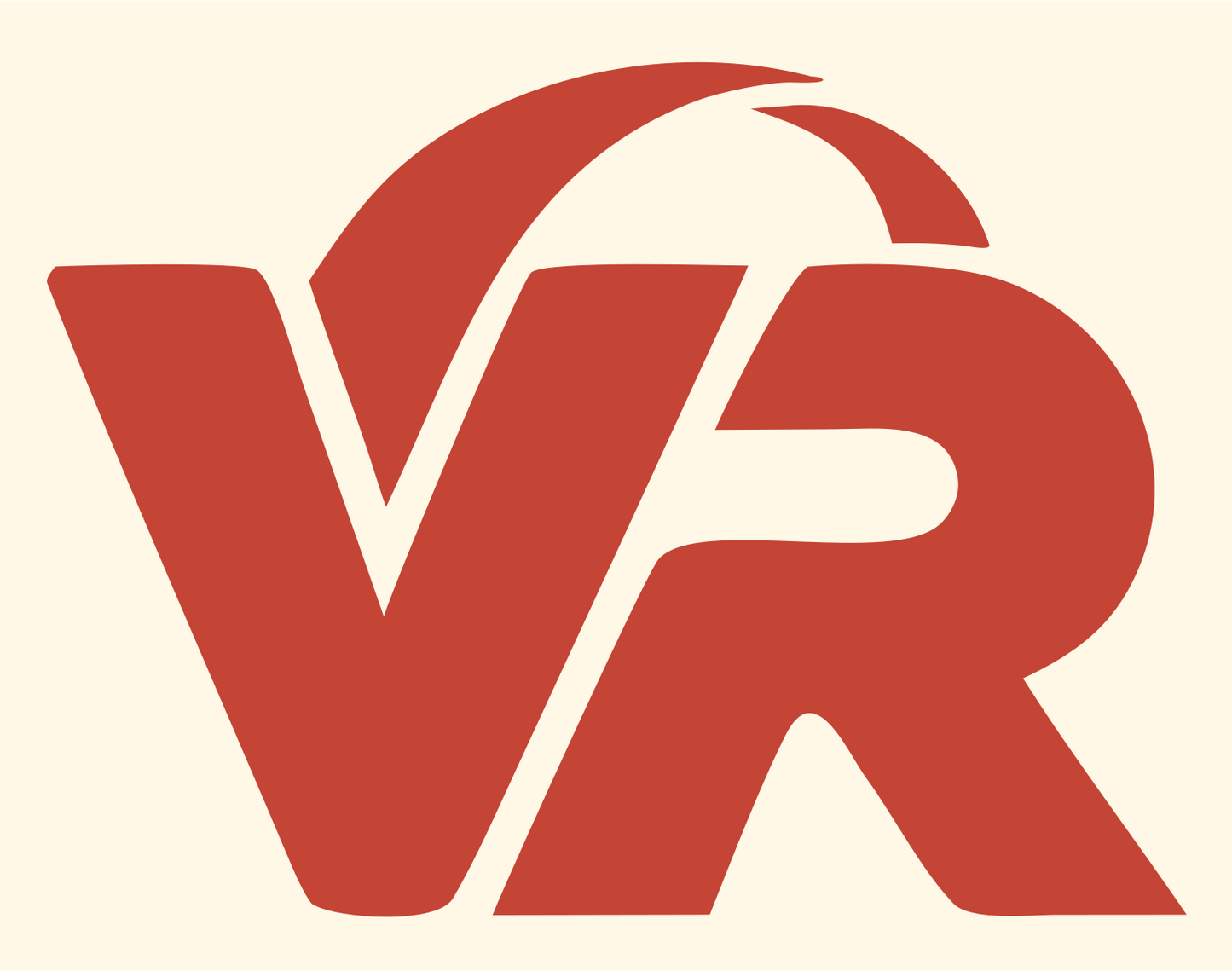 Bold VR Initials Globe Mark #fff8e7/#c44536