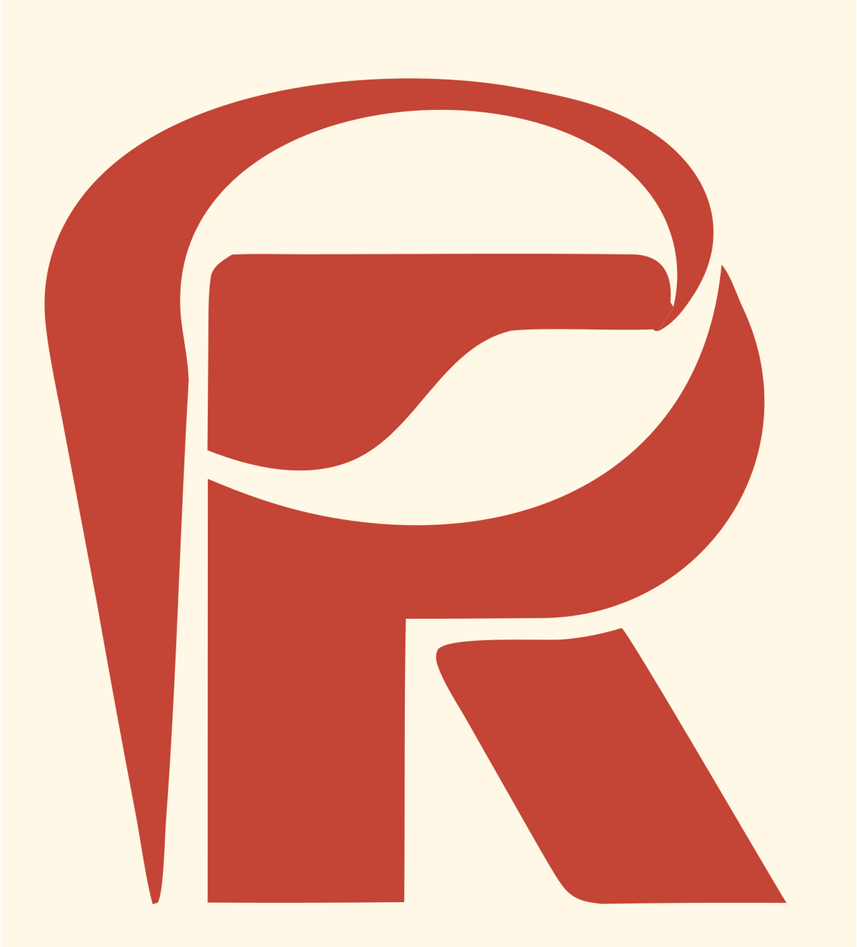 Bold Letter R VR Mark #fff8e7/#c44536