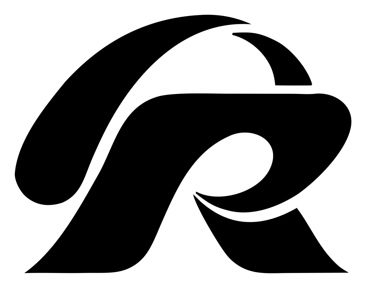 Bold Letter R Headset Mark #ffffff/#000000
